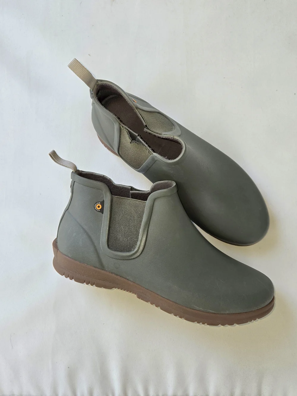 ​Bogs Sweet Pea Waterproof Rain Boot Olive Green Slip On Chelsea Ankle Boot Sz 8